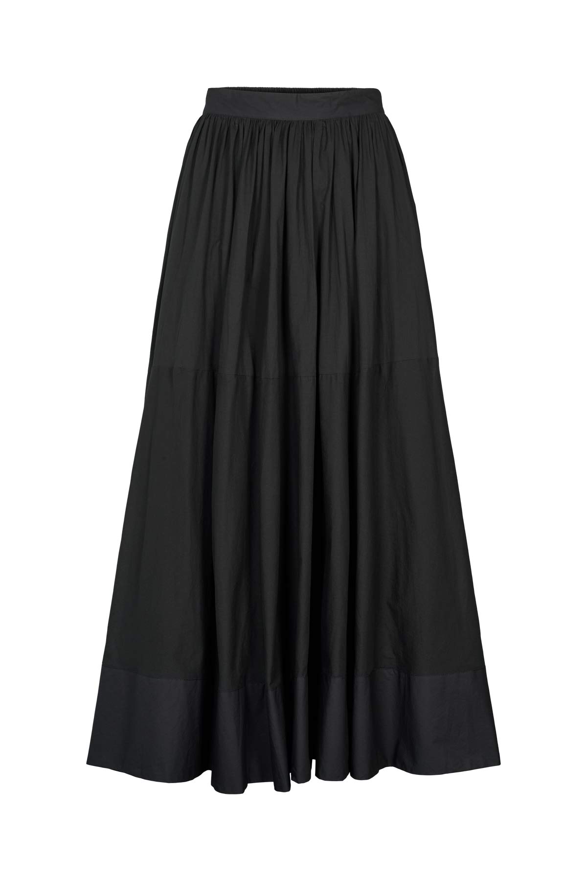 Dema - Poplin full layered skirt I Black 4 - Rabens Saloner - DK