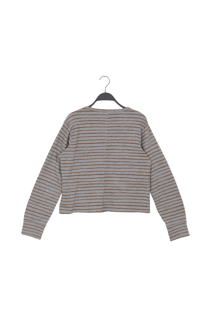 PreLoved Hila - Light stretch crew neck top I Grey honey stripe - L