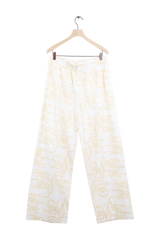 PreLoved Laxmi - Deco print elastic canvas pant - L Ivory L 1 - Rabens Saloner - DK