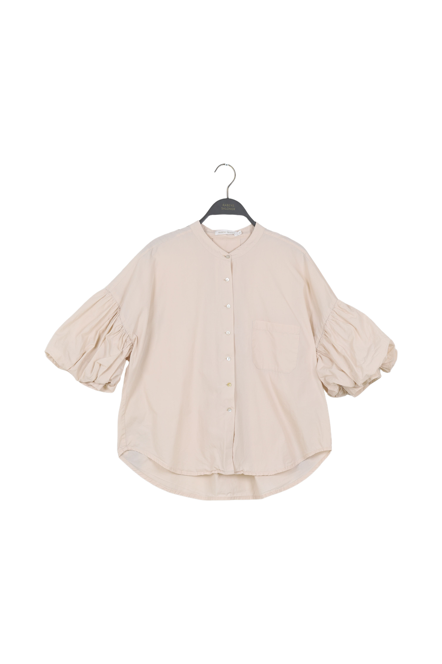 PreLoved Tamra - Poplin lantern sleeve shirt I Oatmeal - M
