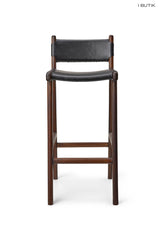 Leather bar stool w/backrest - Leather stool I Dark leather    1 - Rabens Saloner - DK