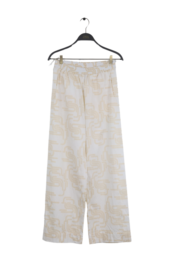 PreLoved Laxmi - Deco print elastic canvas pant - XS Ivory XS  1 - Rabens Saloner - DK