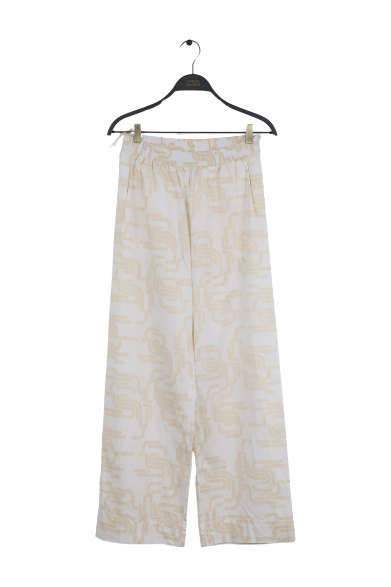 PreLoved Laxmi - Deco print elastic canvas pant - XS Ivory XS 1 - Rabens Saloner - DK