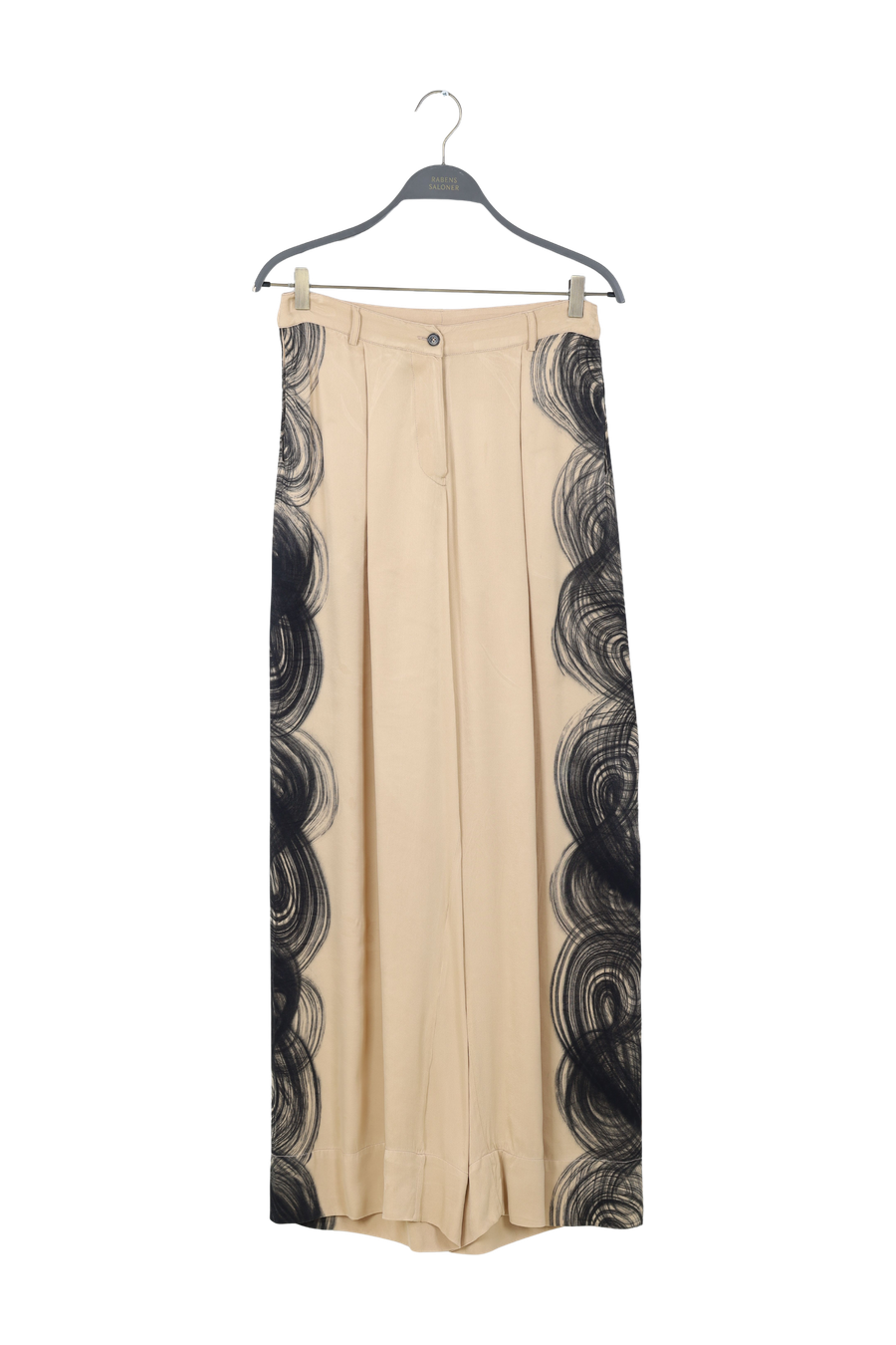 PreLoved Briana - Swirl pleat wide pant I Black sculp combo - S 1 - Rabens Saloner - DK
