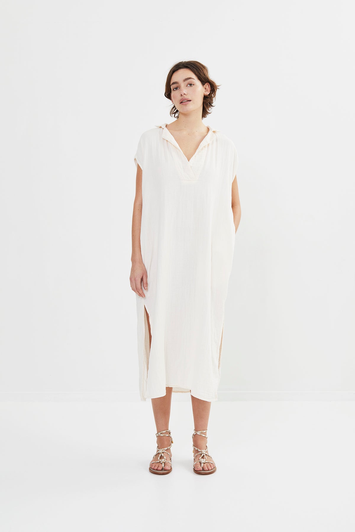 PreLoved Madelin - Cotton dbl sleeveless kaftan - XL 3 - Rabens Saloner - DK