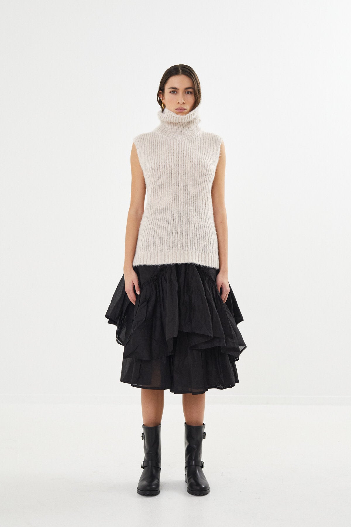 PreLoved Koto - Dual knit funnel neck vest I Beige - XL 3 - Rabens Saloner - DK