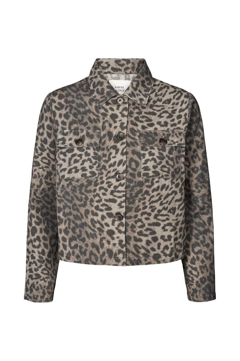 Aleksandra - Leopard print short jacket I Snow leopard Snow leopard XS  1 - Rabens Saloner - DK