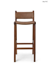 Leather bar stool w/backrest - Leather stool I Olive leather    1 - Rabens Saloner - DK