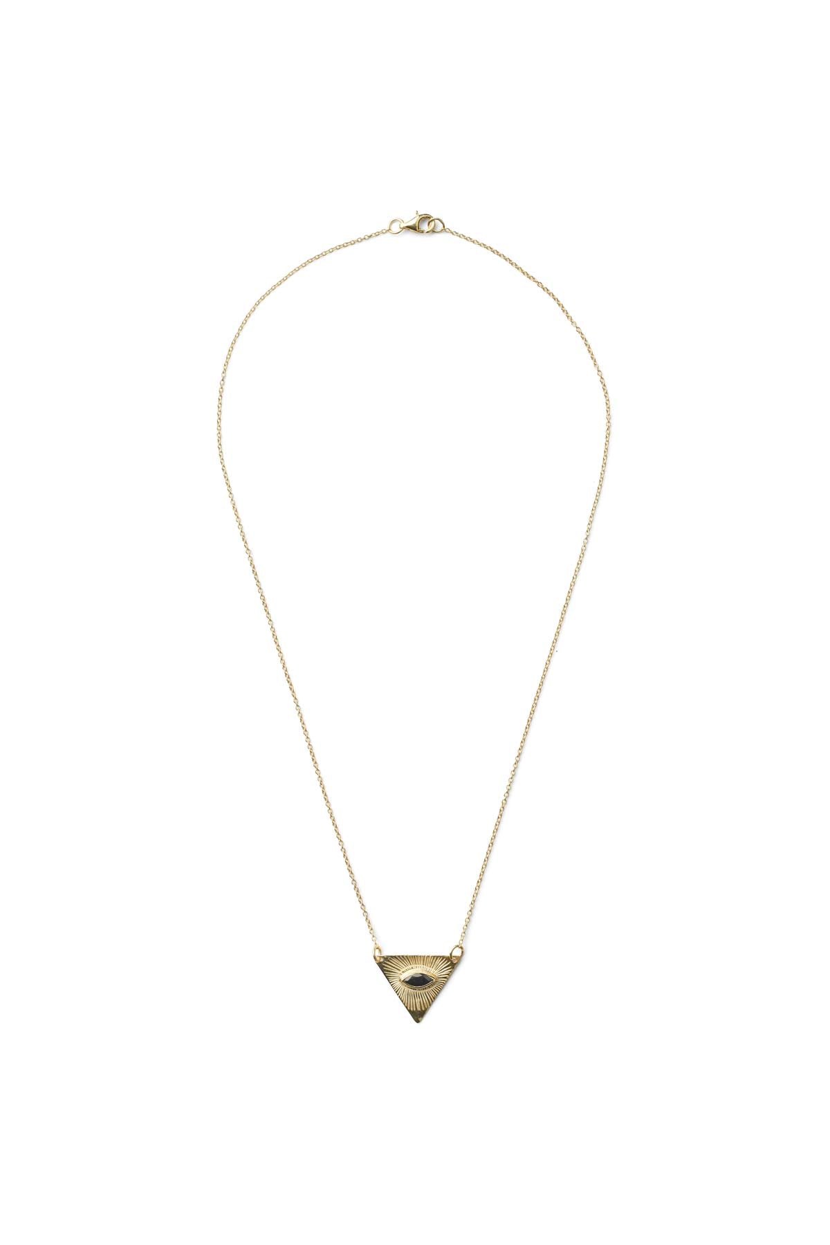Nafsu - Gold plated chain w/ Triangle Eye Pendant I Black Sapphire Black Sapphire 2 - Rabens Saloner - DK