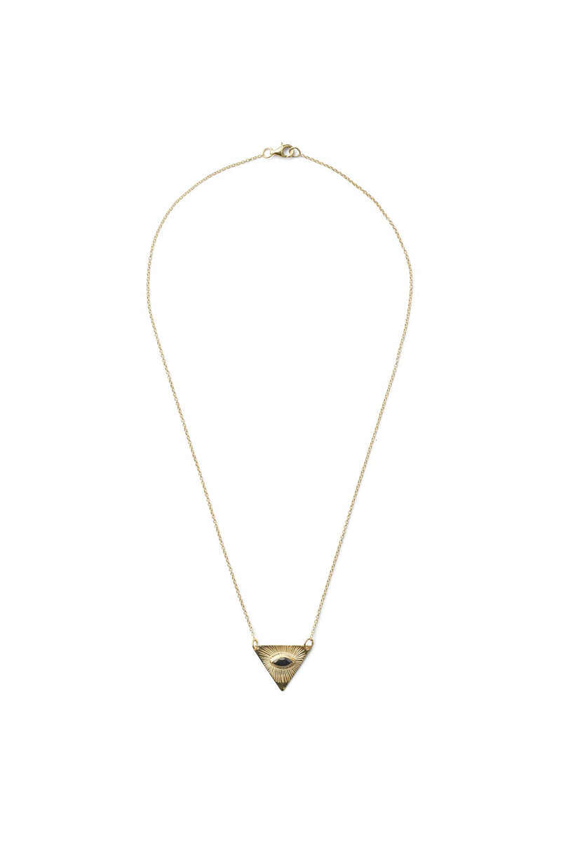 Nafsu - Gold plated chain w/ Triangle Eye Pendant I Black Sapphire Black Sapphire 2 - Rabens Saloner - DK