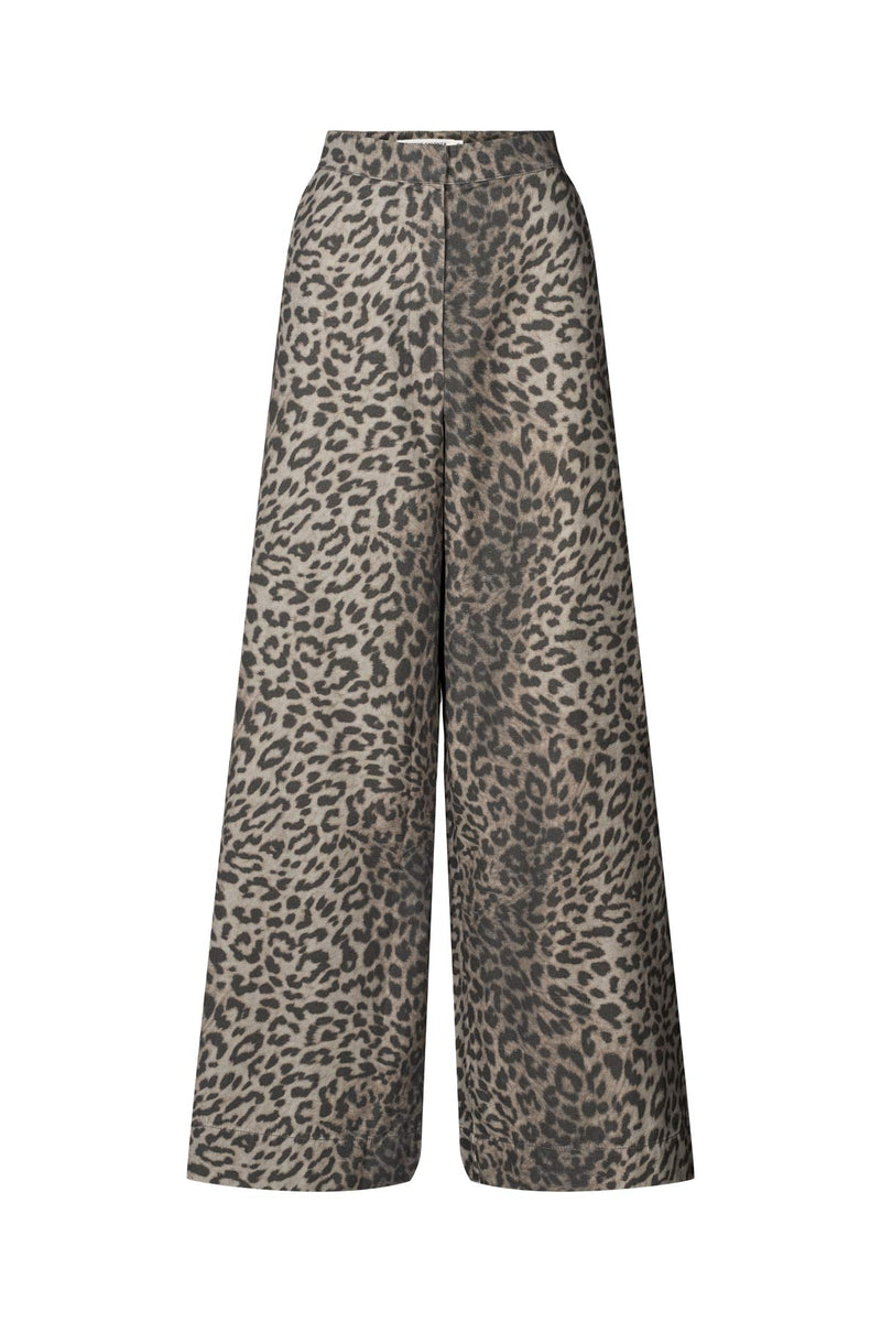 Inja - Leopard print wide leg pants I Snow leopard 2 - Rabens Saloner - DK