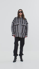 Sevara - Check shirting padded jacket I Grey check 5 - Rabens Saloner - DK