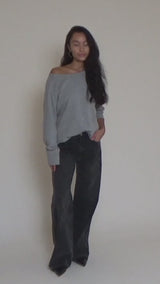 Nemi - Light stretch long sleeve top I Grey melange 5 - Rabens Saloner - DK