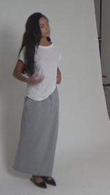 Hanni - Light stretch long skirt I Grey melange 7 - Rabens Saloner - DK