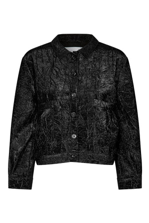 Viet - Glimmer crop shirt jacket I Black glimmer Black glimmer XS  3 - Rabens Saloner - DK